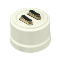 Bironi Выключатель 2-кл., пластик, цвет Слоновая кость, Бронза (клавишный), B1-222-211-B