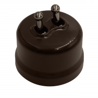 Bironi Кнопка (двухтумблерная), пластик, цвет Коричневый, Бронза, B1-232-22-B-PB