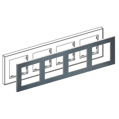 IRIDIUM Рамка на 4 поста, графит, Monaco 04  без кромки, 04P404