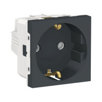 NU303754 - Unica modular розетка с заземлением, со шторками, винтовой зажим, 16а, 250в, 2 мод антрац