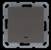 Выключатель одноклавишный со светодиодом 10A 250V~ с накладкой, цвет Мокко, G3011NZ, Jasmart Electric