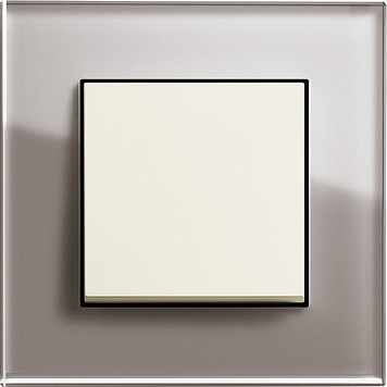 Gira Выключатель 1-клавишный, глянцевый кремовый - дымчатое стекло,серия Esprit