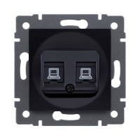 Розетка двойная Ethernet RJ45 Cat.6, черный Kollinger REA-019BK для Aspekt, Eleganz, Reflex