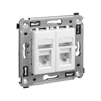4400393 - ДКС Компьютерная розетка RJ-45 в стену, кат.6 одинарная экранированная, "Avanti", "Белое облако"
