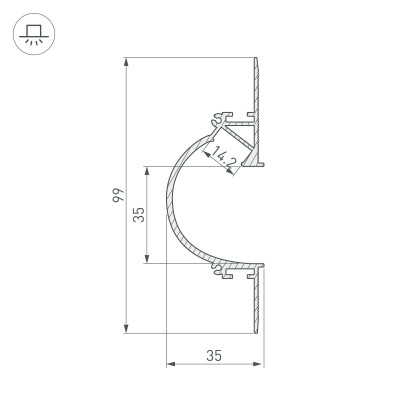 Профиль ARH-CEIL-REFLECT-2000 WHITE (Arlight, Алюминий), 034982
