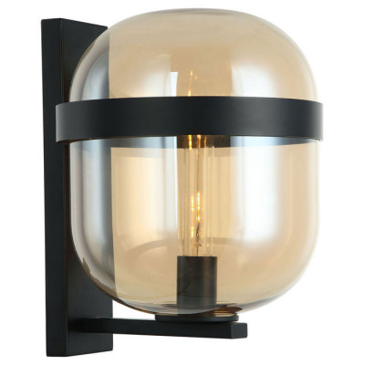 LUSSOLE CLARKE Бра настенные, цвет основания - черный, плафон - стекло (цвет - янтарный), 1x40W E27, LSP-8509