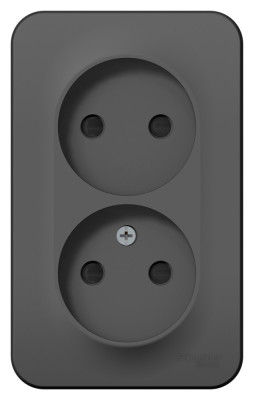 BLANCA О/У РОЗЕТКА двойная без заземл. со шт. ИЗОЛ.ПЛ.,16А,250В,АНТРАЦИТ