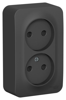 BLANCA О/У РОЗЕТКА двойная без заземл. со шт. ИЗОЛ.ПЛ.,16А,250В,АНТРАЦИТ