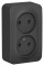BLANCA О/У РОЗЕТКА двойная без заземл. со шт. ИЗОЛ.ПЛ.,16А,250В,АНТРАЦИТ