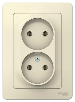 BLANCA С/У РОЗЕТКА двойная без заземления без штор., 16А, 250В, МОЛОЧНЫЙ