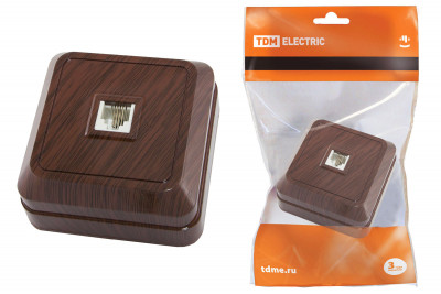 Розетка TФ (RJ-11) открытой установки IP20, бук "Ладога" TDM Electric, SQ1801-0041