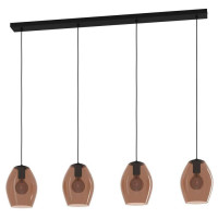 390162 Люстра ESTANYS 1, 4X40W (E27), сталь, черный  / стекло, коричневый, прозрачный