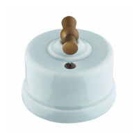 Fontini Выключатель 1-клавишный, цвет фарфор светло-голубой, ручка - античная латунь,  Fontini, серия Garby