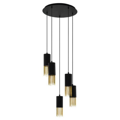 39661 Подвес COUNUZULUS, 5x40W(E14), ?500, H1100, сталь, черный, латунь