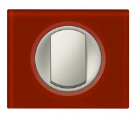 Legrand Выключатель 1-клавишный, вставка - титан,  материалы - Смальта Кармин, серия Celiane