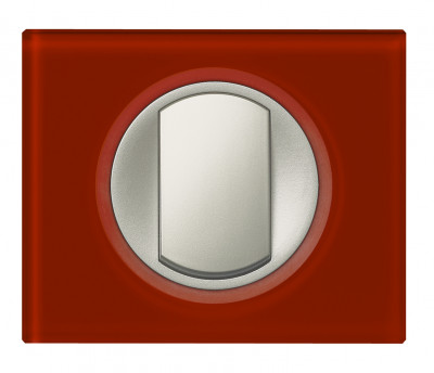 Legrand Выключатель 1-клавишный, вставка - титан,  материалы - Смальта Кармин, серия Celiane