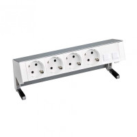 Simon 400 Алюминий Настольный розеточный блок, 4x2P+E, адаптер для 2хRJ45, моноблок, 42504020-133