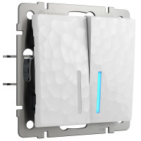 Werkel W1220101/ Выключатель двухклавишный с подсветкой (hammer белый), a052034 Werkel W1220101/ Выключатель двухклавишный с подсветкой (hammer белый), a052034