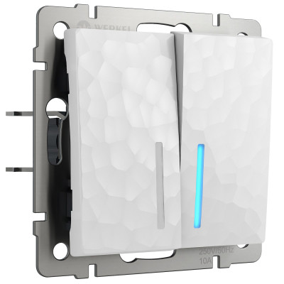 Werkel W1220101/ Выключатель двухклавишный с подсветкой (hammer белый), a052034