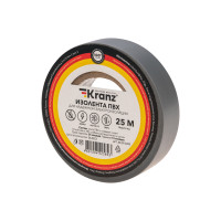 Изолента ПВХ 19 мм х 25 м, серая, (упак. 5 рулонов) KRANZ, KR-09-2208