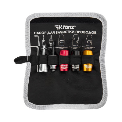 Набор для зачистки проводов, мягкий чехол, 6 предметов KRANZ, KR-92-0460-1