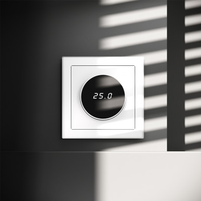 Терморегулятор электронный VOLTUM S70 с индикацией и датчиком, для теплого пола, (белый матовый), VLS070102