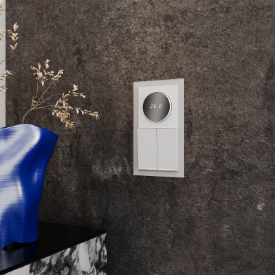 Терморегулятор электронный VOLTUM S70 с индикацией и датчиком, для теплого пола, (белый матовый), VLS070102