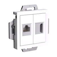 ATN000182 - ATLASDESIGN РОЗЕТКА двойная HDMI+RJ45, кат. 5е, механизм, БЕЛЫЙ, Systeme Electric