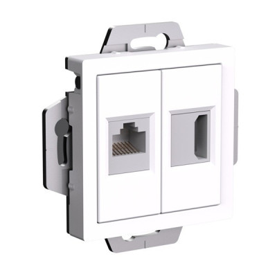 ATN000182 - ATLASDESIGN РОЗЕТКА двойная HDMI+RJ45, кат. 5е, механизм, БЕЛЫЙ, Systeme Electric