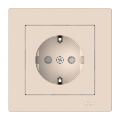 ATN000244S - ATLASDESIGN РОЗЕТКА с заземлением со шторками, 16А, в сборе, быстрозажим. клем., БЕЖЕВЫЙ, Systeme Electric