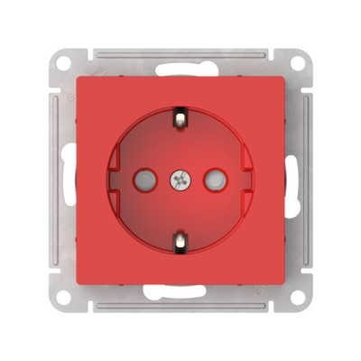 ATN002045S - ATLASDESIGN РОЗЕТКА с заземлением со шторками, 16А, механизм, быстрозажим. клем., КРАСНЫЙ, Systeme Electric
