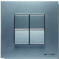 ABB Выключатель 2-клавишный, цвет - алюминий, серия Zenit ABB Выключатель 2-клавишный, цвет - алюминий, серия Zenit