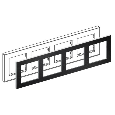 IRIDIUM Рамка на 4 поста, черный, Monaco 04 без кромки, 04P405