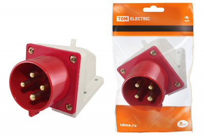 Вилка 524 стационарная 3Р+РЕ 32А 380В IP44 TDM Electric, SQ0605-0015
