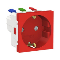 NU305703 - UNICA MODULAR РОЗЕТКА с заземлением, со шторками, с быстроз. клем., 16А 250В, 2мод КРАСН