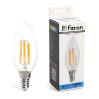 Лампа светодиодная, (15W) 230V E14 6400K прозрачная, LB-717, Feron 38259