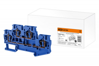 Двухуровневый зажим клеммный безвинтовой (ДЗКБ) 4 мм2 40А синий TDM Electric, SQ0822-0071