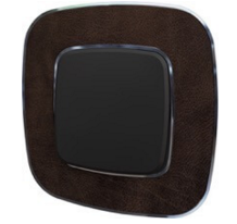 Legrand Выключатель 1-клавишный, вставка - антрацит,  рамка - кожа, серия Valena Allure