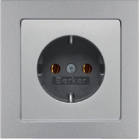 Berker Розетка 2к+з, матовый алюминий