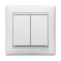 Выключатель 2-х клавишный, цвет белый, серия Valena