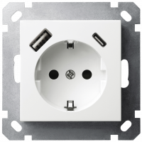 Розетка SHUKO© с USB A+C с защитными шторками 16A 250V~ 2P+T USB 25W, цвет белый глянцевый, G5501USB-25W, Jasmart Electric Розетка SHUKO© с USB A+C с защитными шторками 16A 250V~ 2P+T USB 25W, цвет белый глянцевый, G5501USB-25W, Jasmart Electric