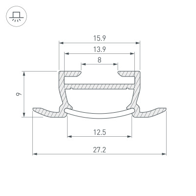 Профиль TK-F-2000 (CT) ANOD (Arlight, Алюминий), 016936