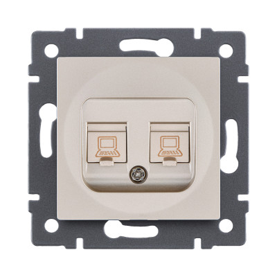 Розетка двойная Ethernet RJ45 Cat.6, золотой Kollinger REA-019GD для Aspekt, Eleganz, Reflex