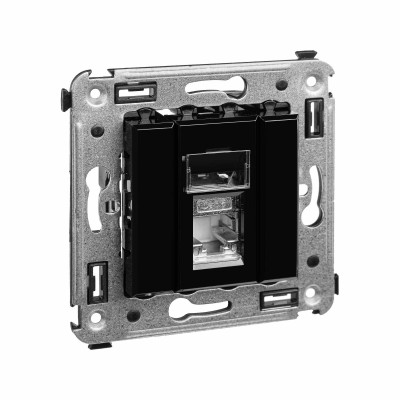 4402393 - ДКС Компьютерная розетка RJ-45 в стену, кат.6 одинарная экранированная, "Avanti", "Черный квадрат"