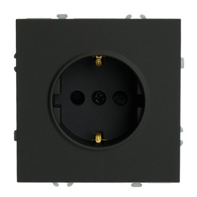 Feron Розетка 1-местная с защитной шторкой с/з (механизм), 250В, 16А, серия Эмили, RST16-5110-05,черный уголь, soft touch, 49854, STEKKER