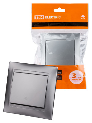 Перекрестный выключатель 1-кл. 10А серебр. металлик "Лама" TDM Electric, SQ1815-0236