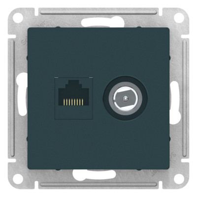 ATN000889 - ATLASDESIGN РОЗЕТКА двойная ТВ + компьютерная RJ45 кат. 5e, механизм, ИЗУМРУД, Systeme Electric