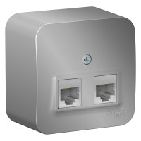 BLNIA045453 - BLANCA О/У РОЗЕТКА двойная компьютерная RJ45, кат.5E, ИЗОЛ.ПЛ., АЛЮМИНИЙ, Systeme Electric