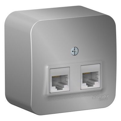 BLNIA045453 - BLANCA О/У РОЗЕТКА двойная компьютерная RJ45, кат.5E, ИЗОЛ.ПЛ., АЛЮМИНИЙ, Systeme Electric