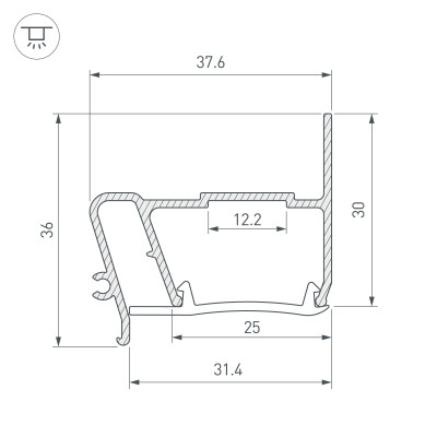 Профиль STRETCH-S-30-WALL-SIDE-2000 (STEP) (Arlight, Алюминий), 040702